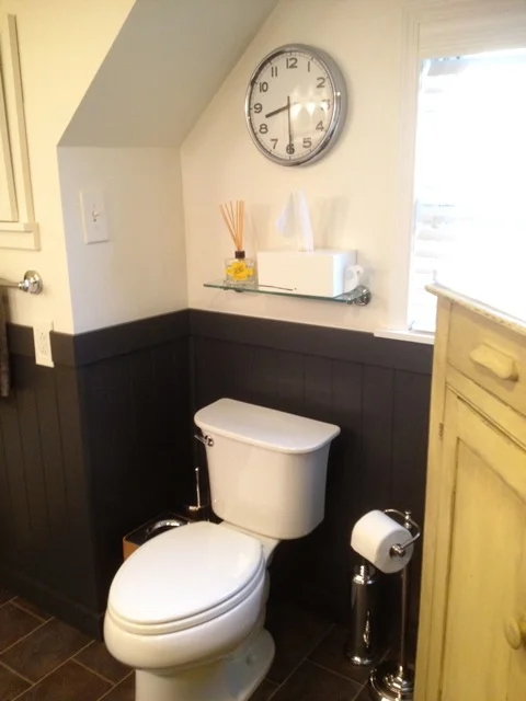 shiny new toilet, a gift from Rick's parents!