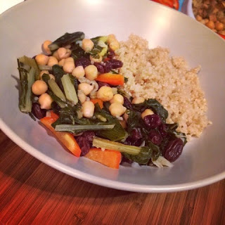 Rainbow greens with chickpeas, peppers and quinoa