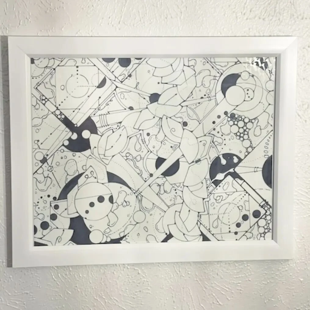 Busy Busy Gray Doodle
Framed and installed
14 x 17"