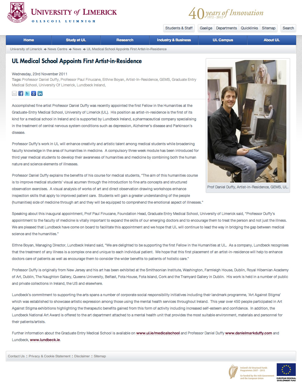2011-10-30--Lundbeck-UL-Medical-School-Appoints-First-Artist-in-Residence-UL-University-of-Limerick.jpg