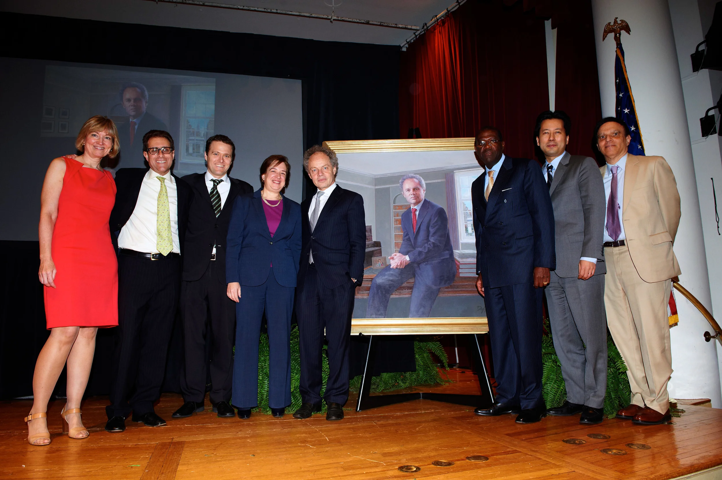  (left to right) Jeannie Forrest, Barry Friedman, Nicholas Bagley, Honorable Elena Kagan, Richard Revesz, Anthony Welters, Kenji Yoshino, Honorable Robert Katzman