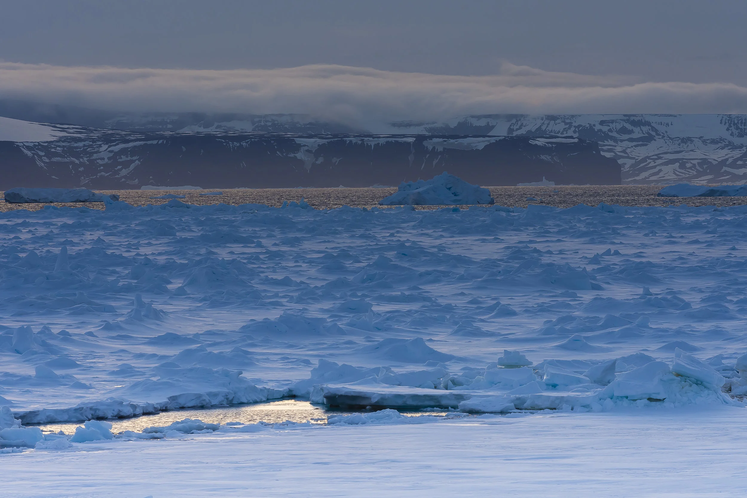 Sunset over multi-year sea ice, Erebus and Terror gulf, Weddell Sea, Antarctica