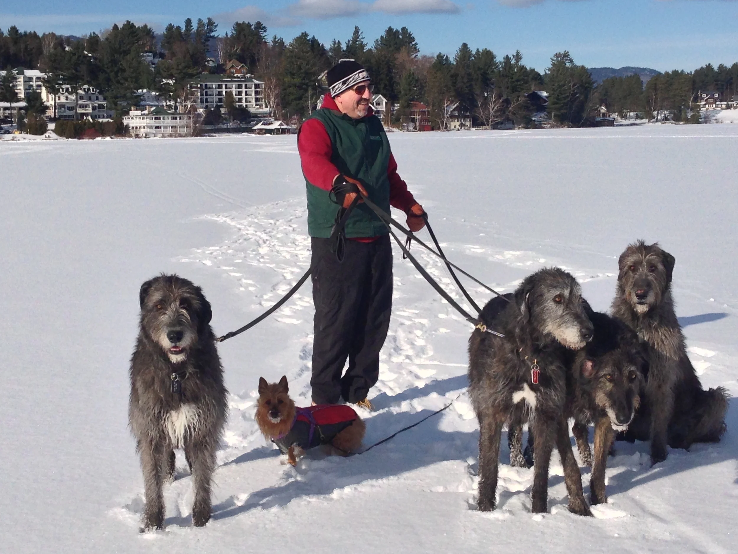 Lucy and the hound group on Mirror Lake