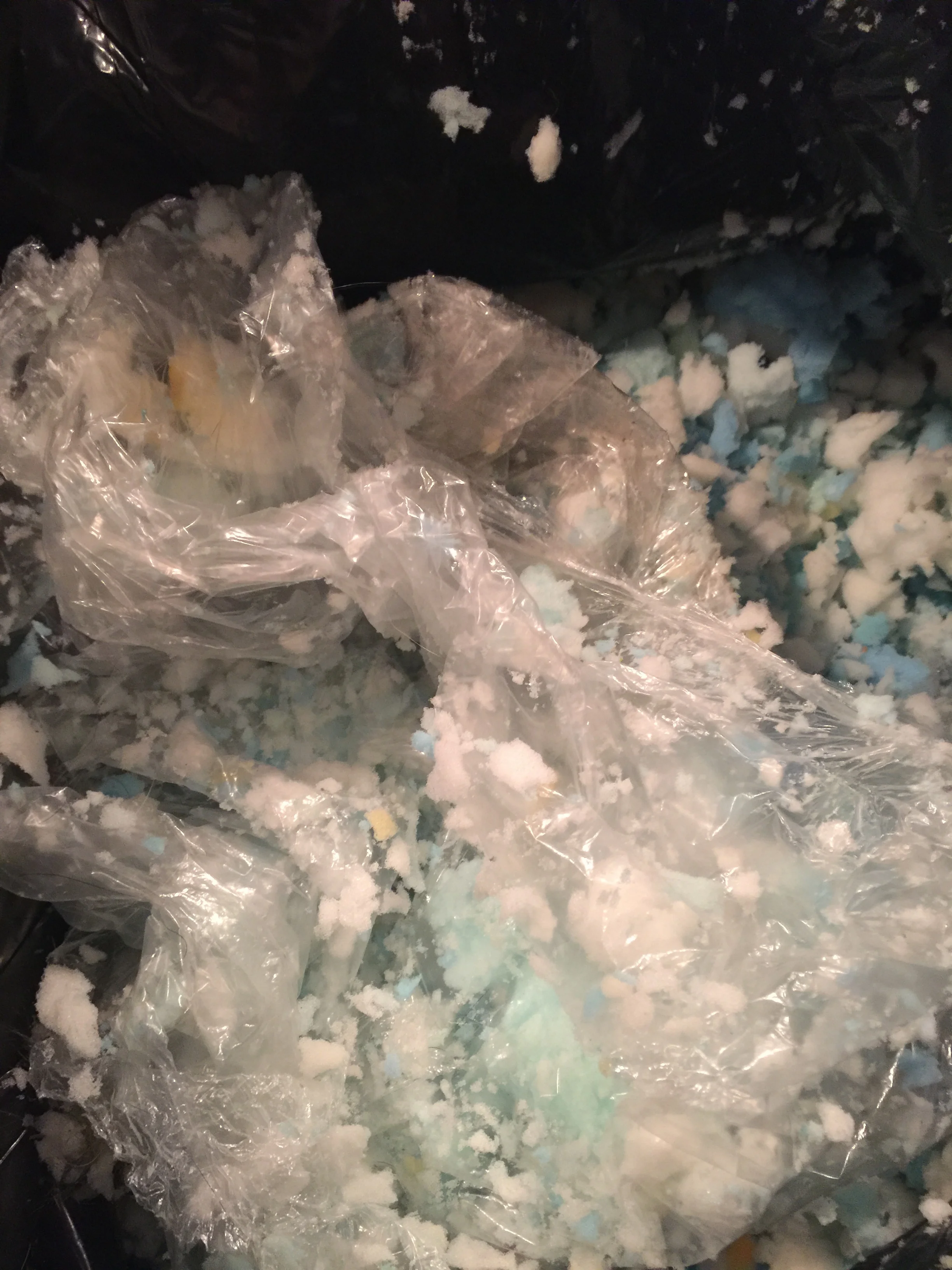 Shredded foam plastic surprise