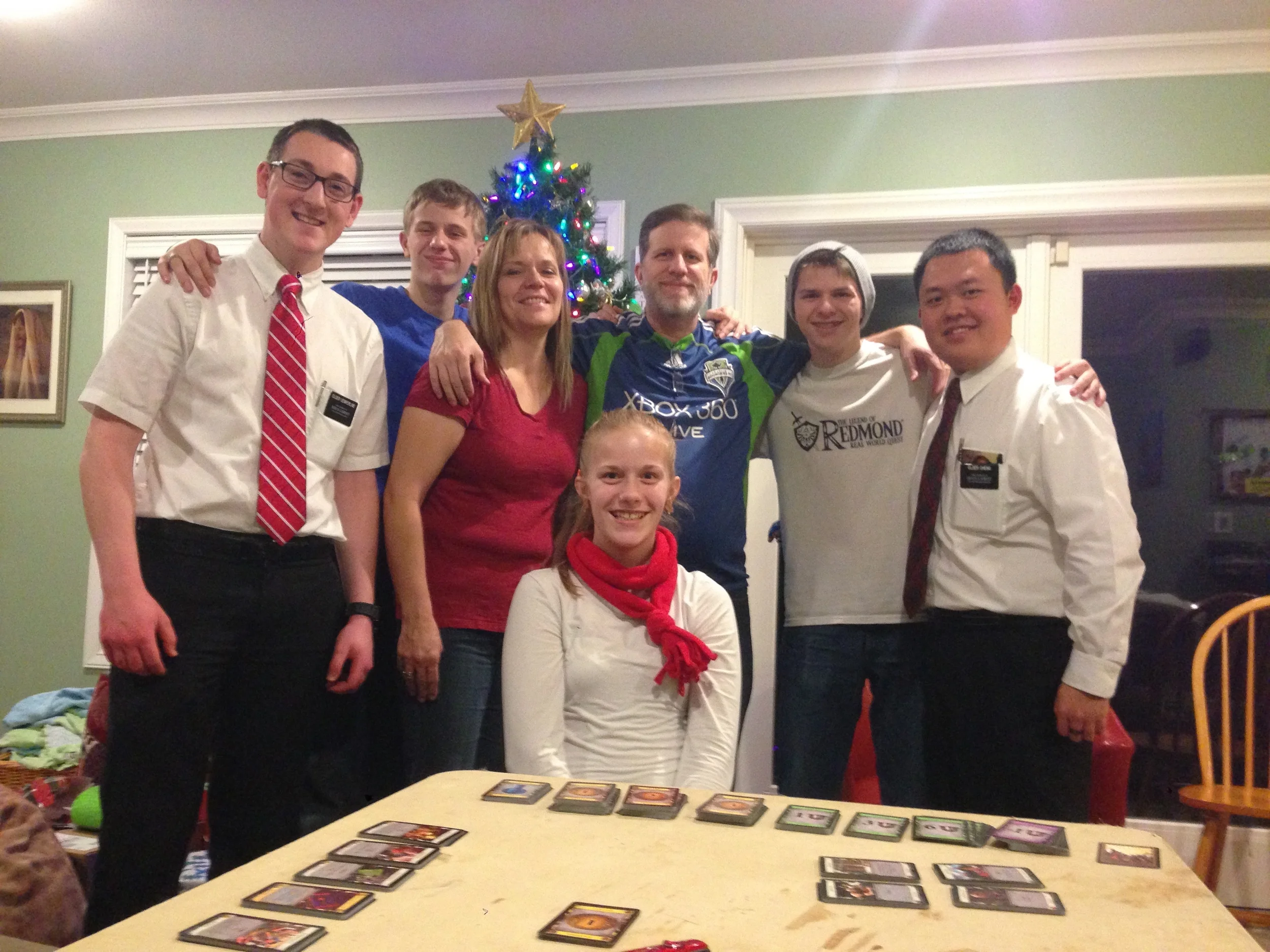Elder Gemperline, Chris, Doreen, Steve, Matt, Elder Cheng and Jessie