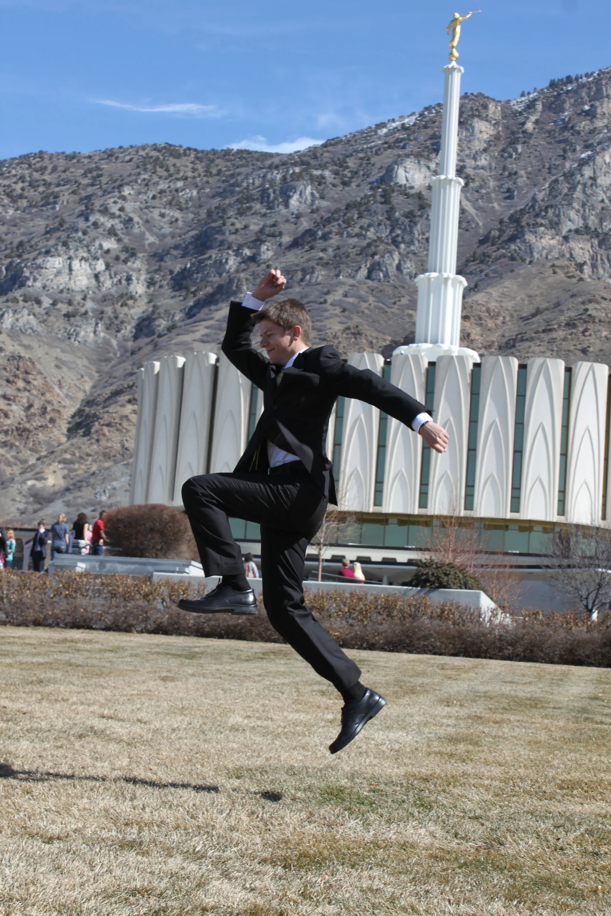 Elder Matthew Blanding jumping for joy!