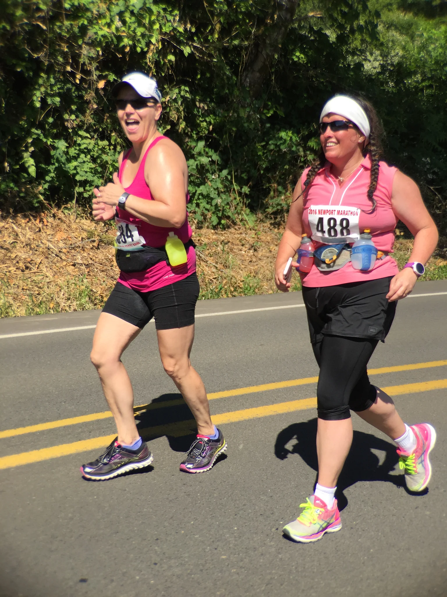 Doreen and Roy, on the back half of the marathon. It sure was a hot day! 