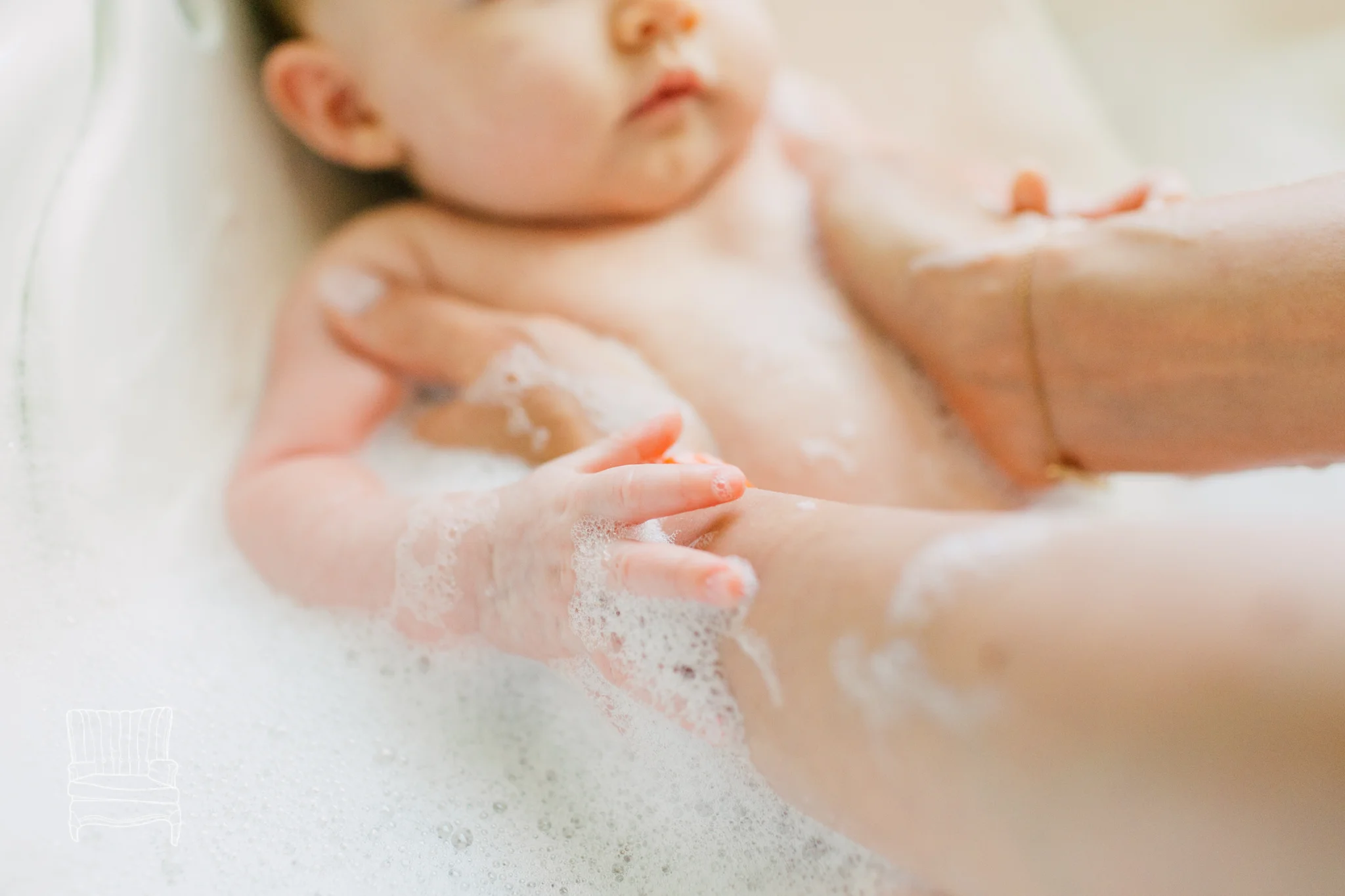 Little Baby Hands for our Sink Bathing Session!