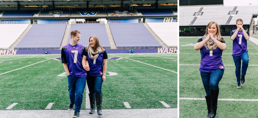 UW Stadium Marching Band Engagement Photographer Katheryn Moran