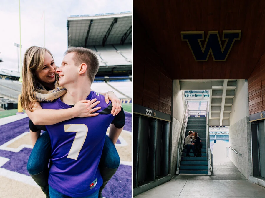 UW Stadium Marching Band Engagement Photographer Katheryn Moran