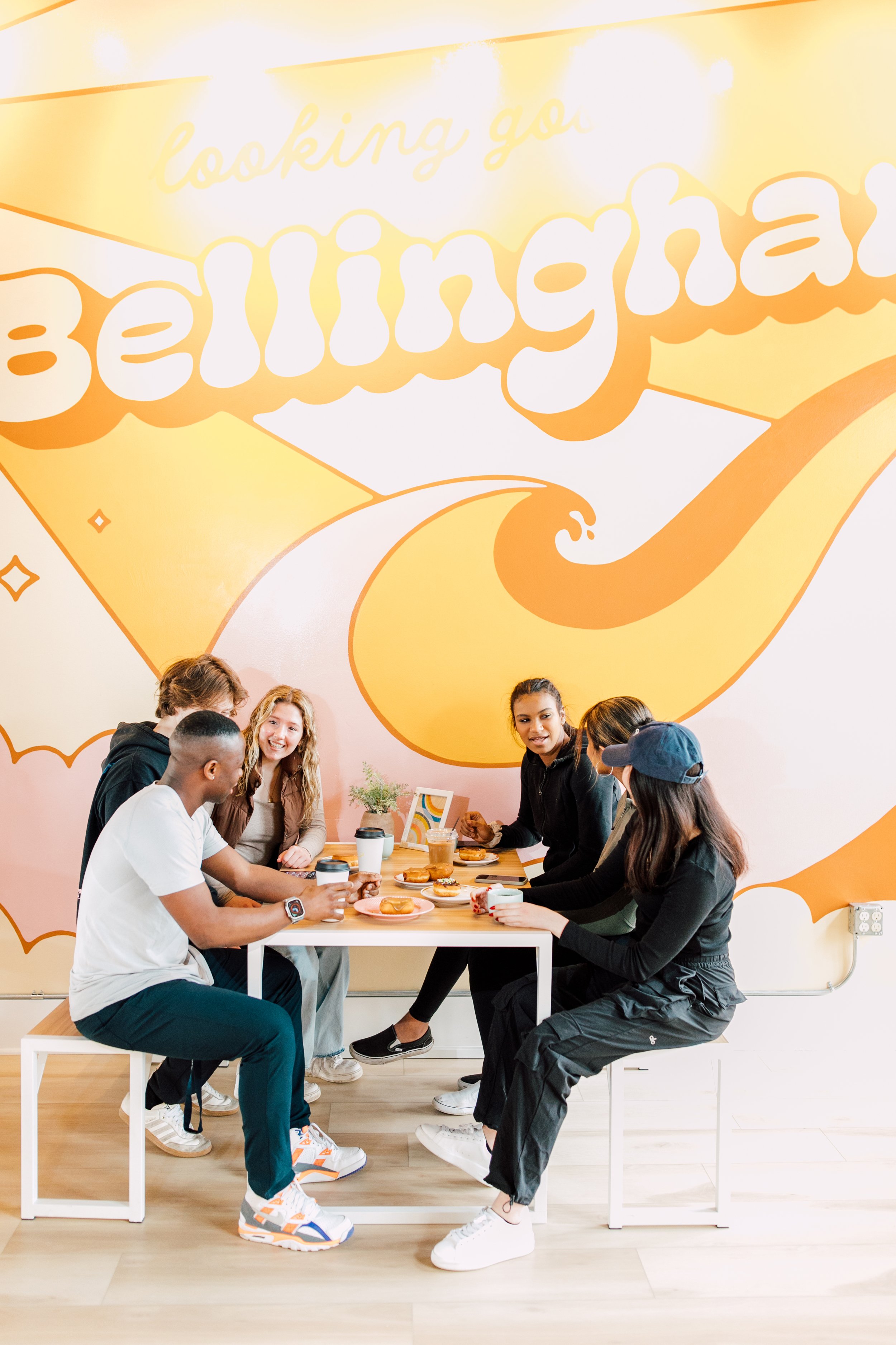 Bellingham Seattle Food Photography Business Branding Photographer Katheryn Moran Maple Bar Cordata Whatcom Community College Students Hanging Out Coffee Shop