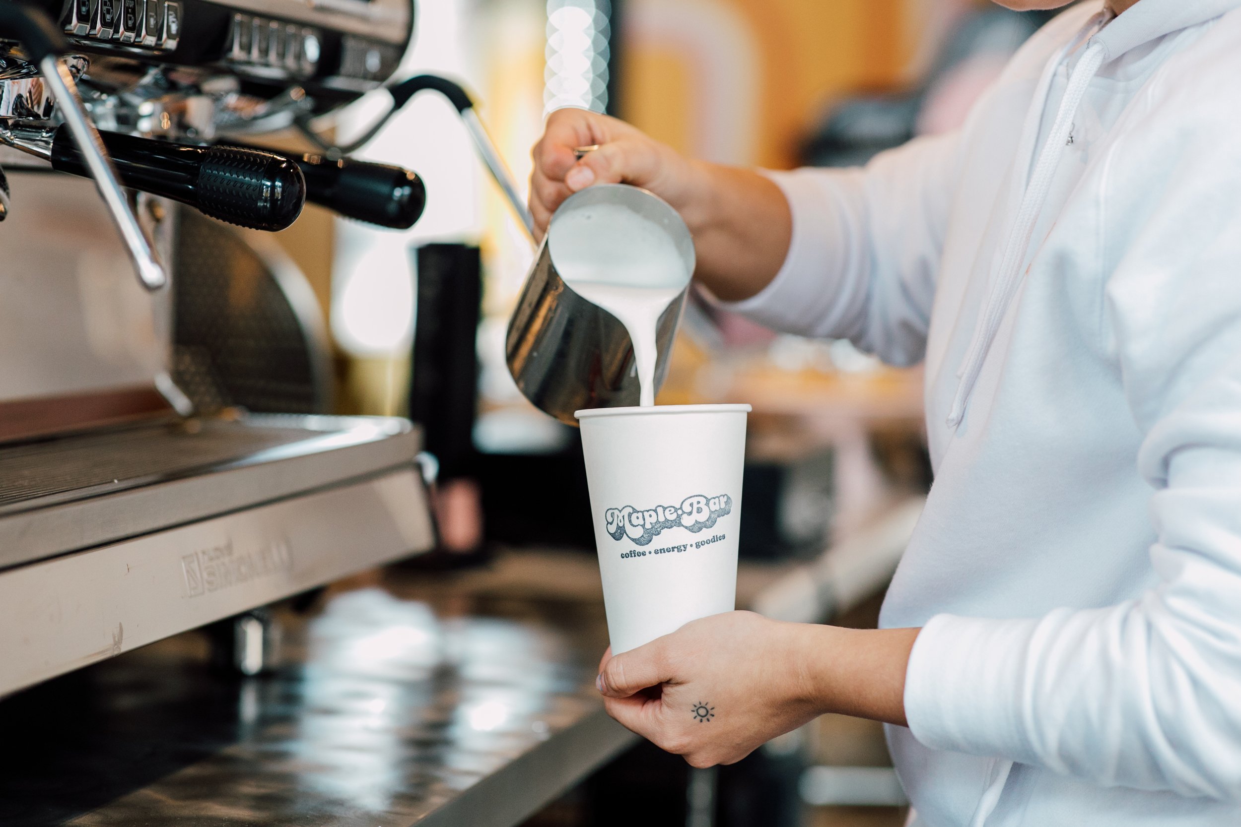 Bellingham Food Business Branding Photographer Katheryn Moran Maple BarBellingham Seattle Food Photography Business Branding Photographer Katheryn Moran Maple Bar Cordata Pouring Coffee Latte Art