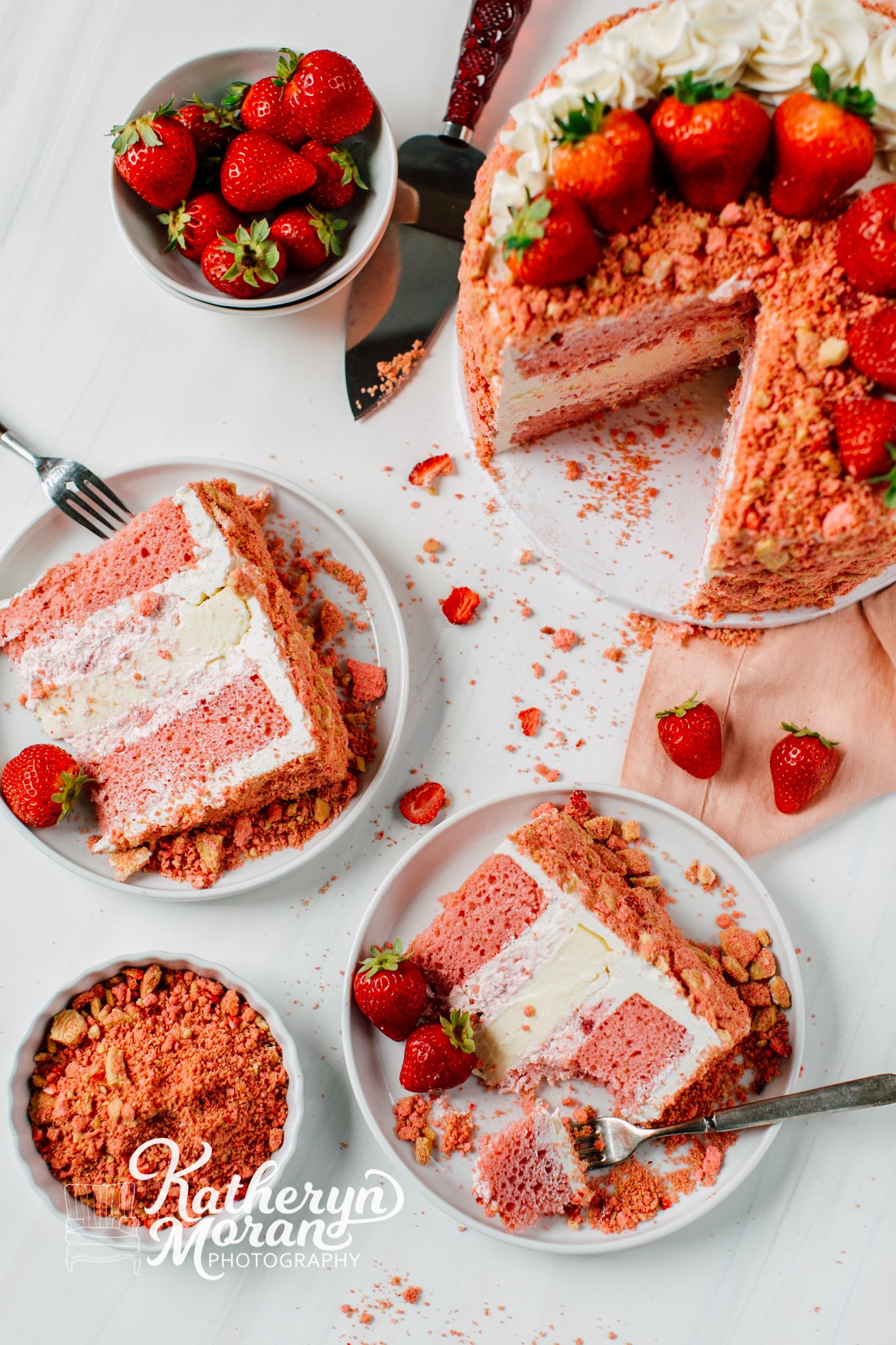 Bellingham Seattle Food Photographer Stylist Katheryn Moran Studio Slice of Heaven Strawberry Cake