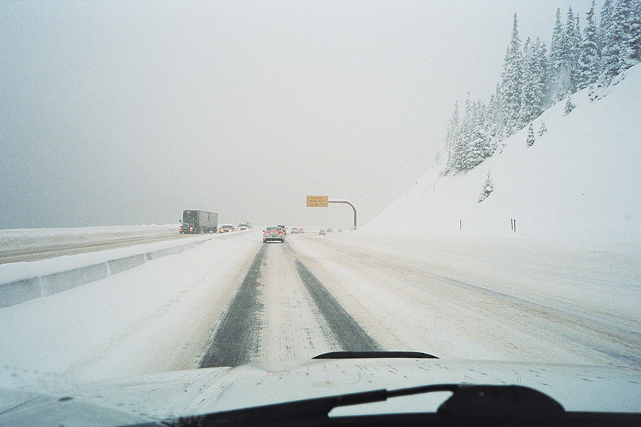 What better way to break in your new ride than driving across a blizzard in the rockies right? We left Denver heading for Carbondale to crash at our good friend Carl Zoch's place and quickly found out that blizzard driving is a lot slower going than regular driving. What should have been a five hour drive ended up taking us well over 8 hours, all in white knuckle white out conditions. Grace was such an awesome co-pilot during this sketchy part of the drive...constantly wiping down the inside of the windshield that kept fogging up and reaching out her window to break ice chunks off the wiper blades.