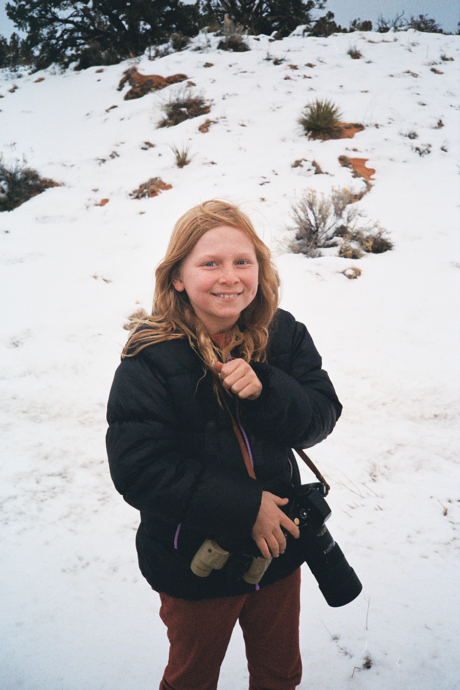 Grace after spotting and photographing a bald eagle! Neither of us had ever seen one and Grace randomly spotted one on the side of the road while we were driving...her shots of it are at the bottom of this post.