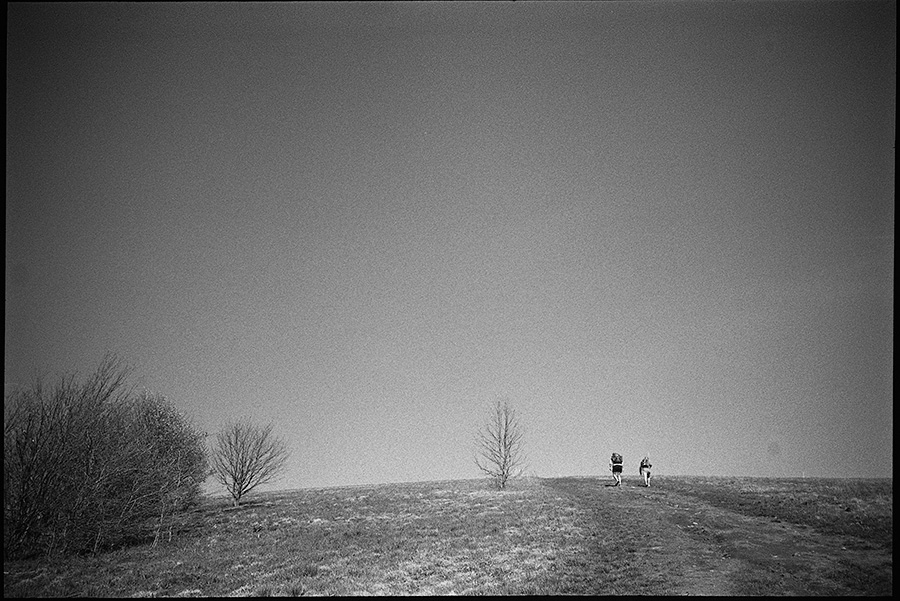 Hoofing it to the top of Max Patch for wide open views and wicked winds.