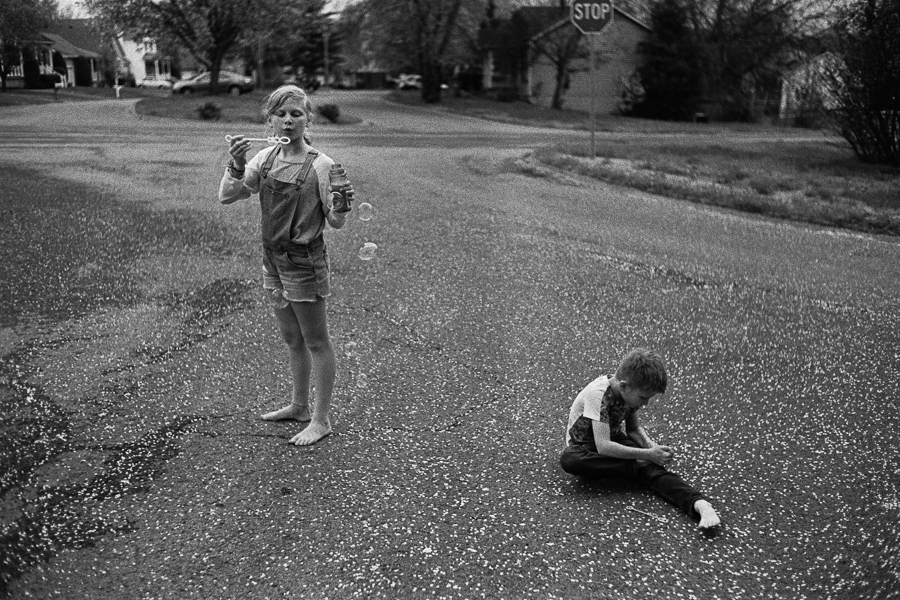 Patiently waiting at the edge of the cul-de-sac for Grandma and Grandpa to arrive.