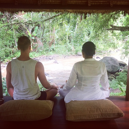 My Private mediation session on the banks of Bali's sacred Ayung river. Sayan