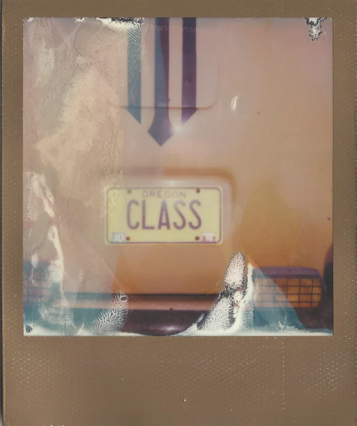 License plate seen on a school bus