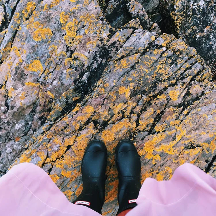 Wellies on the rocks