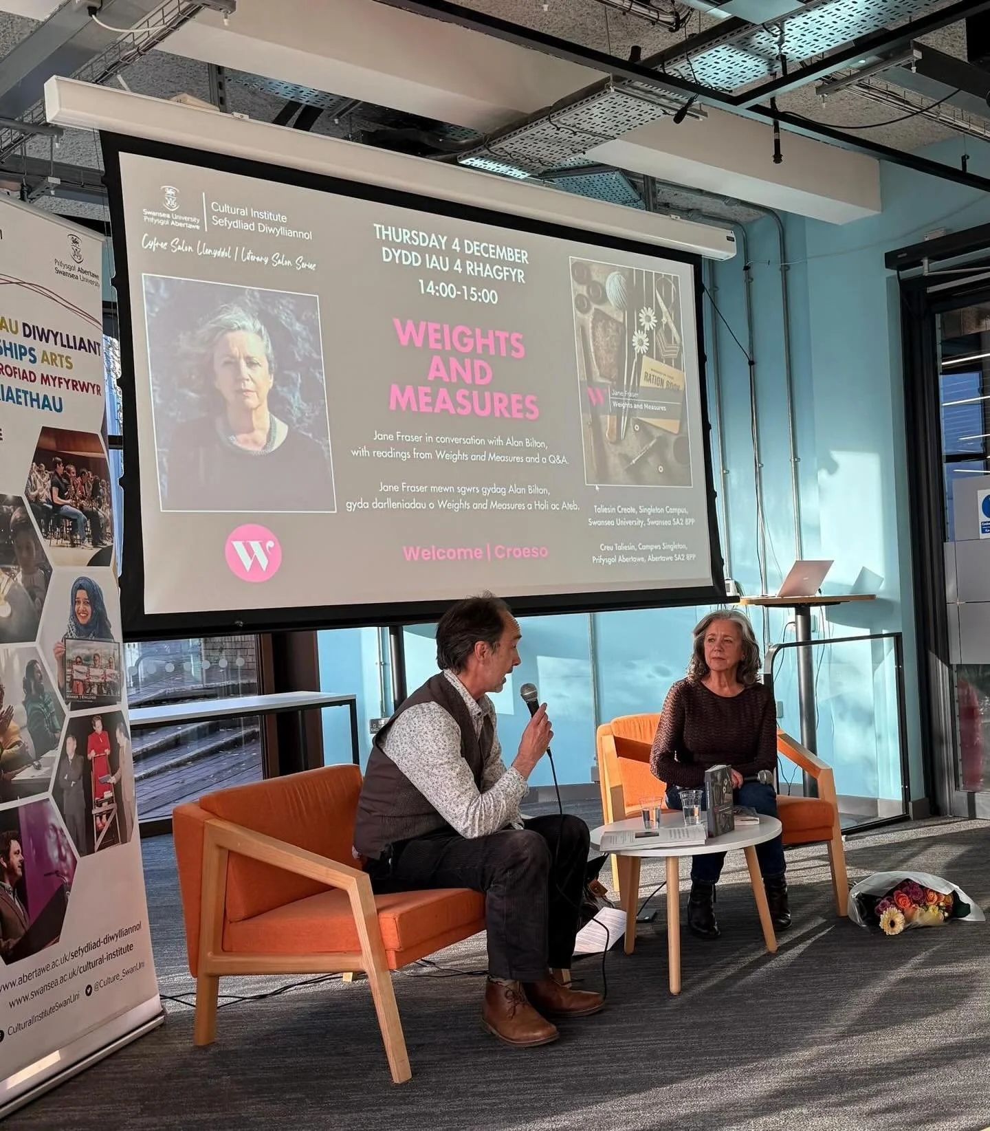 Mug shot!
Diolch/thanks to all the lovely friends, family, readers and writers who came to @culture_swanuni this afternoon to hear me ramble on about &lsquo;Weights and Measures&rsquo;. Seriously, thanks to #AlanBilton @watermarkpressbooks for being 