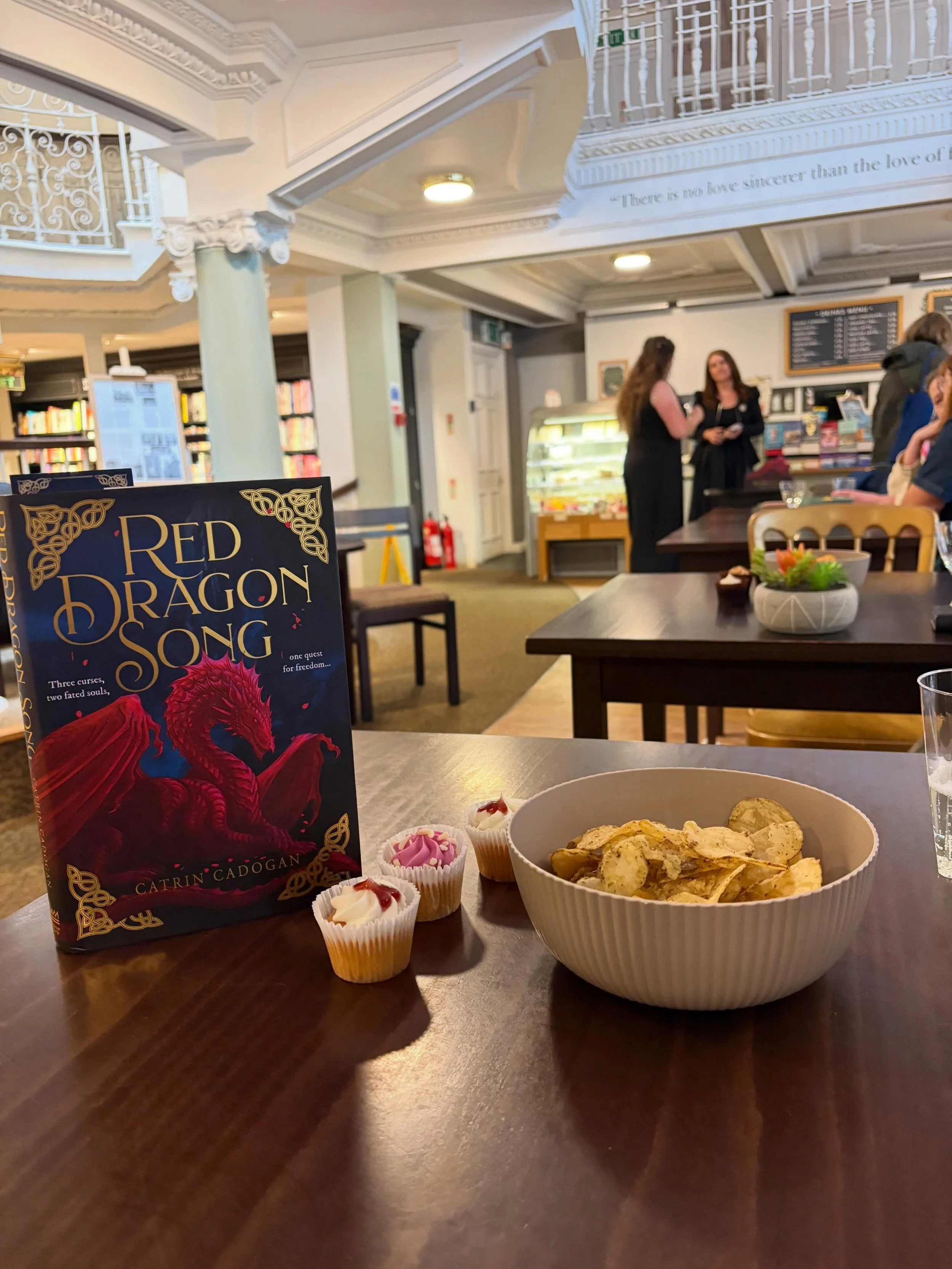 There was a lot of love in the room @swanseastones last night to celebrate to the launch of @rebeccafjohn (writing as Catrin Cadogan) new novel, Red Dragon Song. Great interview by @ecanning9123. What you can&rsquo;t see in these pics is the room ful
