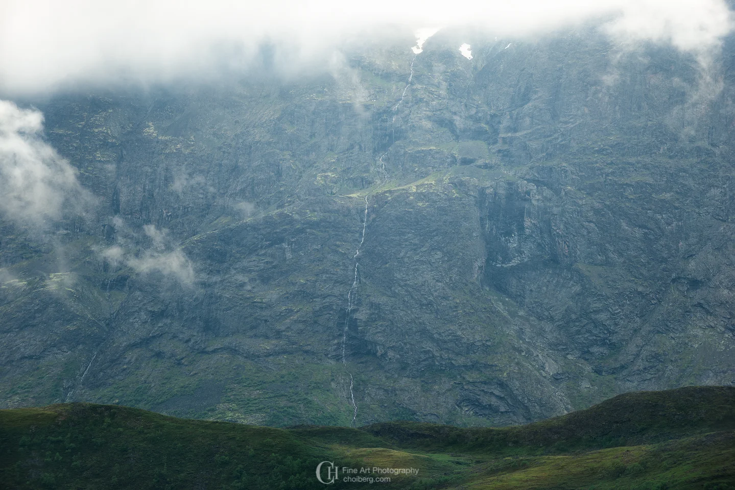 Distant waterfall somewhere in jotunheimen
