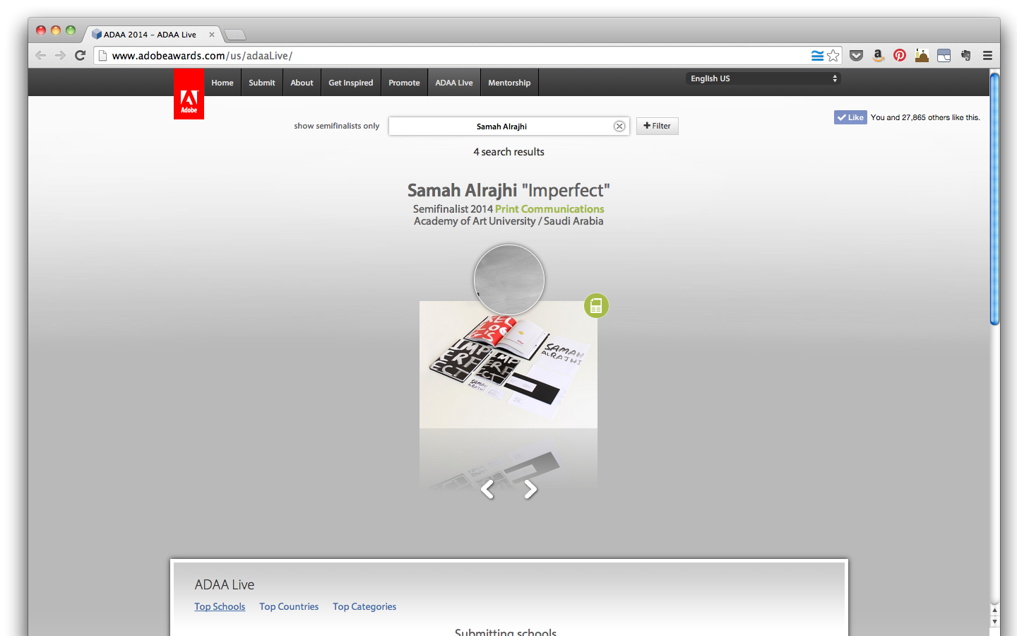 Imperfect: Personal Portfolio and Marketing Materials are Semifinalists on