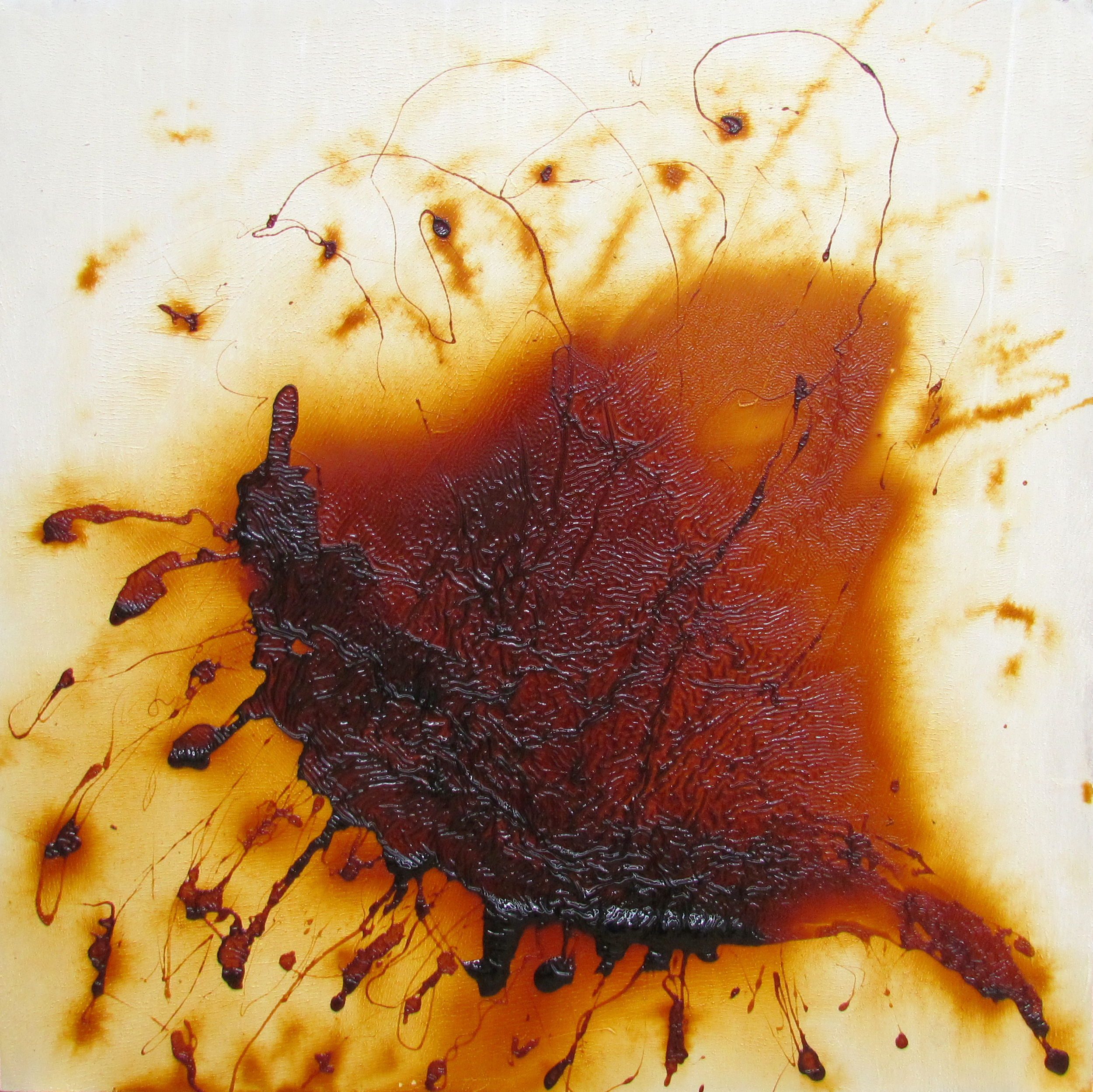 Cashew Colour Study III / カシュー色彩 III gesso and cashew lacquer on wooden board / カシューニス、ジェッソ 92x92cm