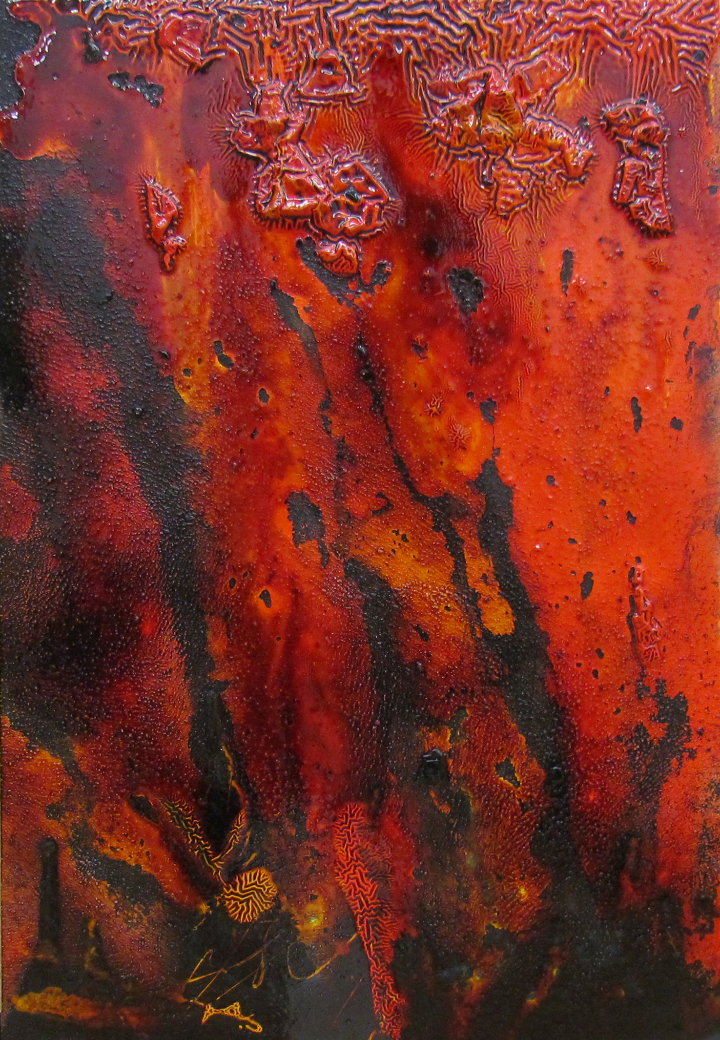 Cashew Colour Study VI / カシュー色彩 VI gesso, cashew lacquer and sumi ink on wooden board / カシューニス、ジェッソ、墨 26x38 cm