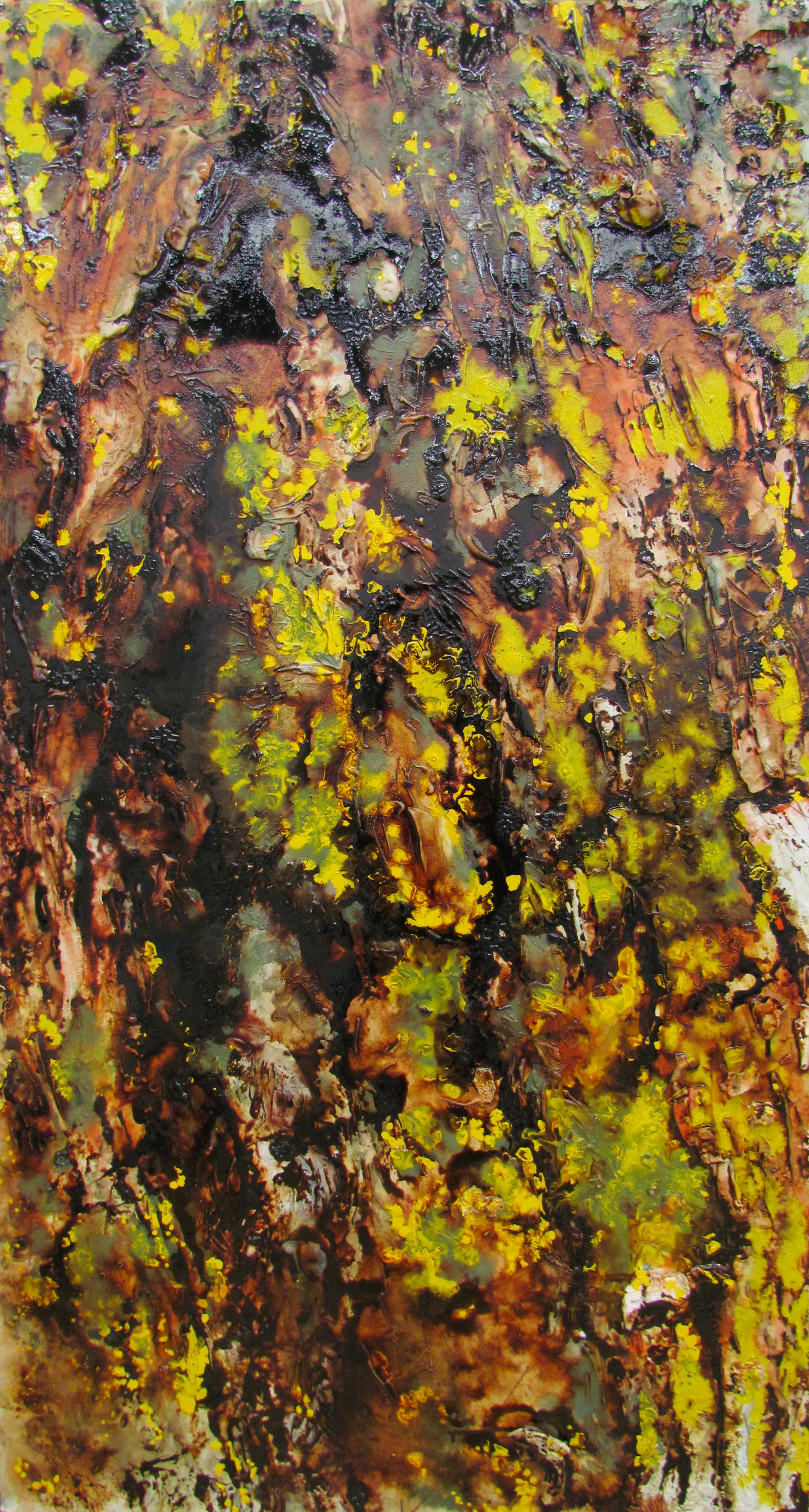 Tree Trunk III / 木の幹III gofun, cashew lacquer on wooden board / 胡粉、カシューニス