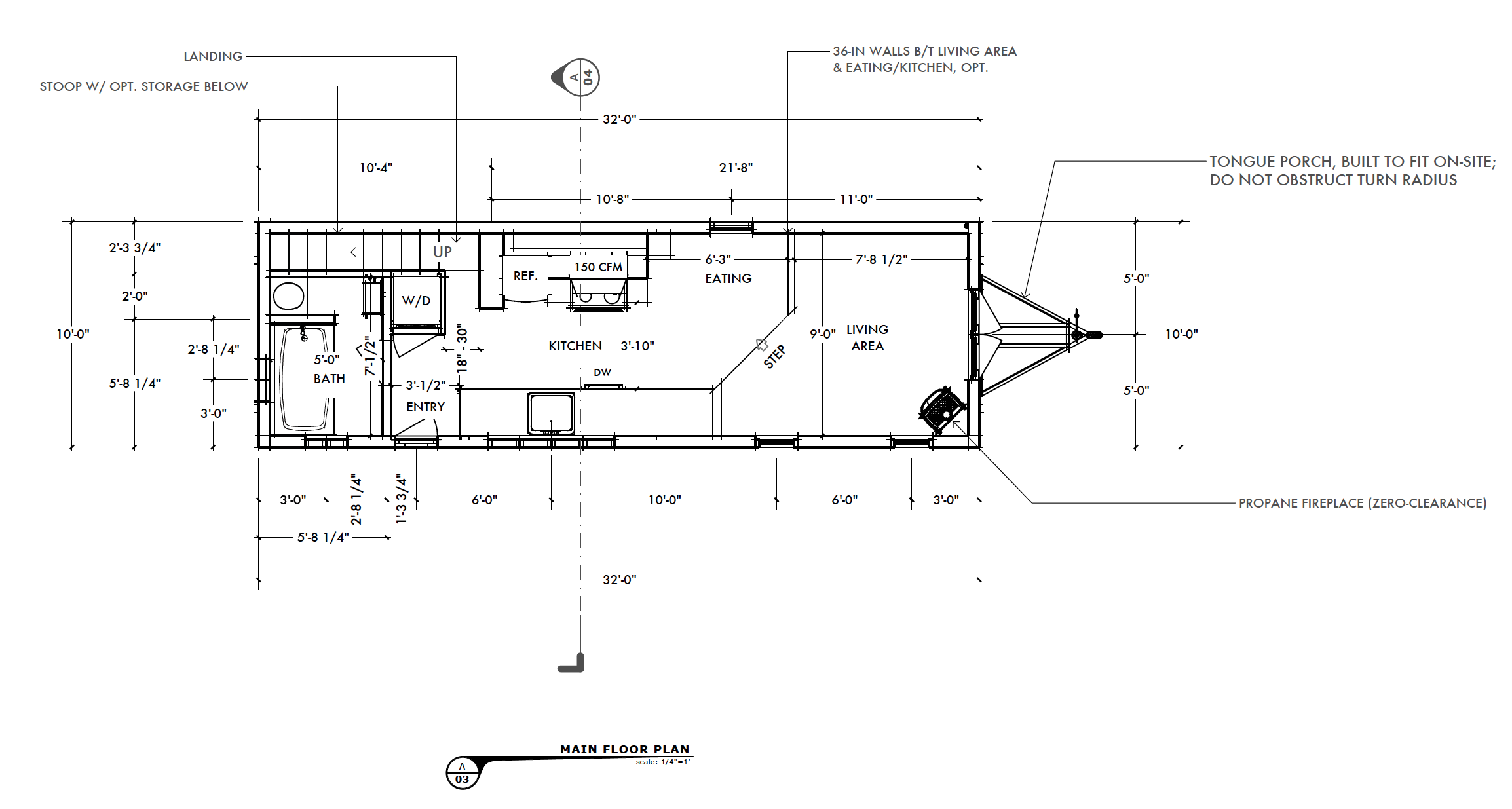 Tamarack tiny house on wheels construction plan, main floor..png