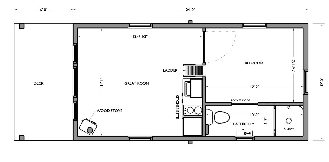 This is main floor and sleeping loft with ladder plan