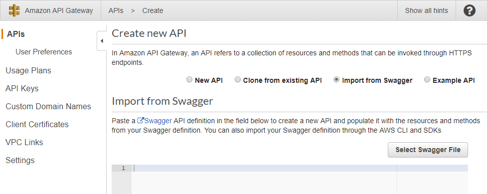 Creating a New API from Swagger Documentation