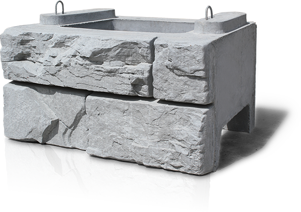 A Standard Verti-Block weighs 1740Lbs each… easily moved by a small excavator