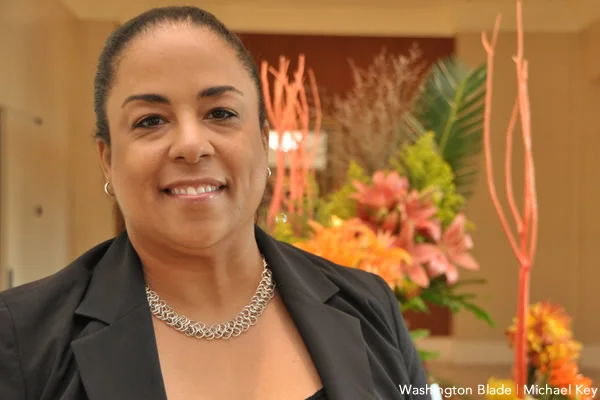 Featured in Washington Blade , November 2012. Photo Credit Michael Key. Model: Kimberley Bush - Long & Foster realtor, director in LGBT Reel Affirmations Film Festival. Product: Snapdragon Necklace from 'Silver Lining' Collection .