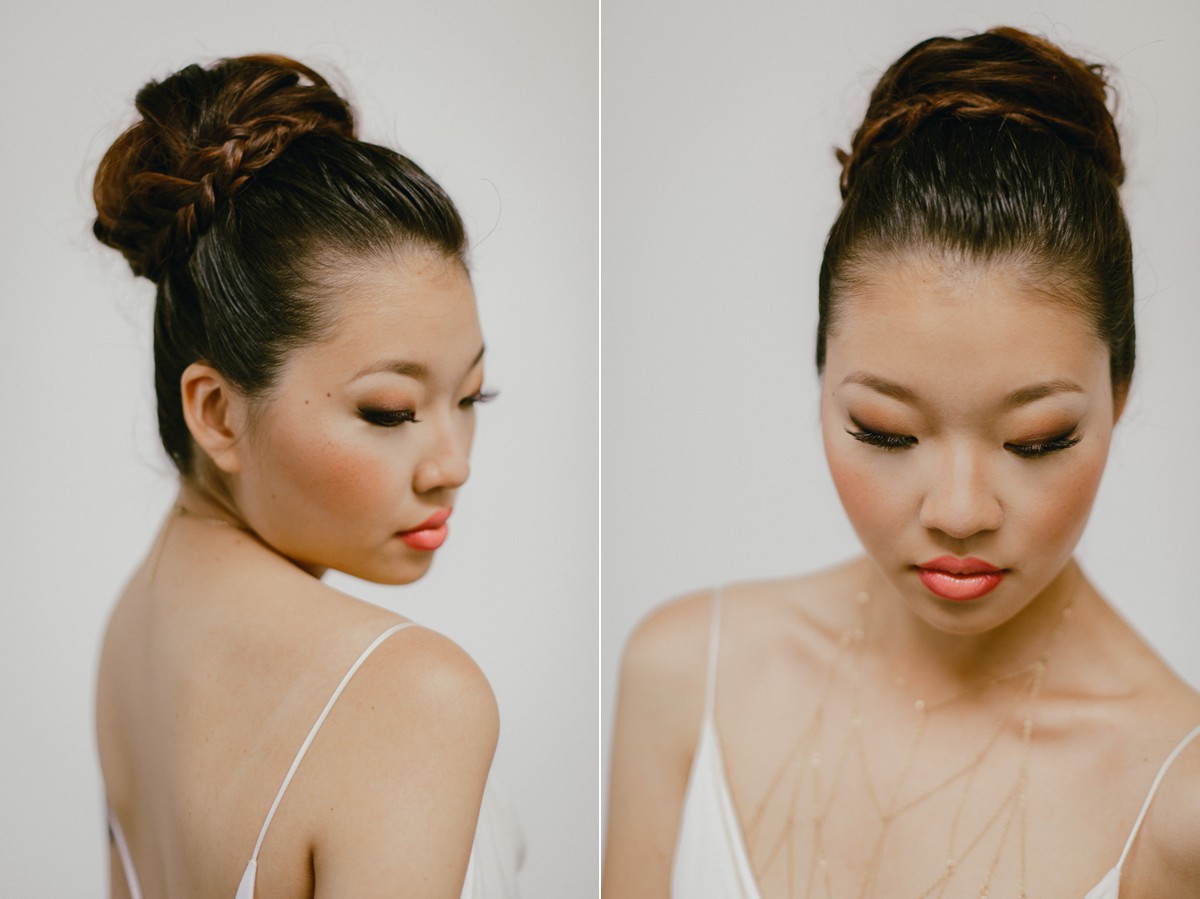 Braided up-do and ombre lip wedding inspiration