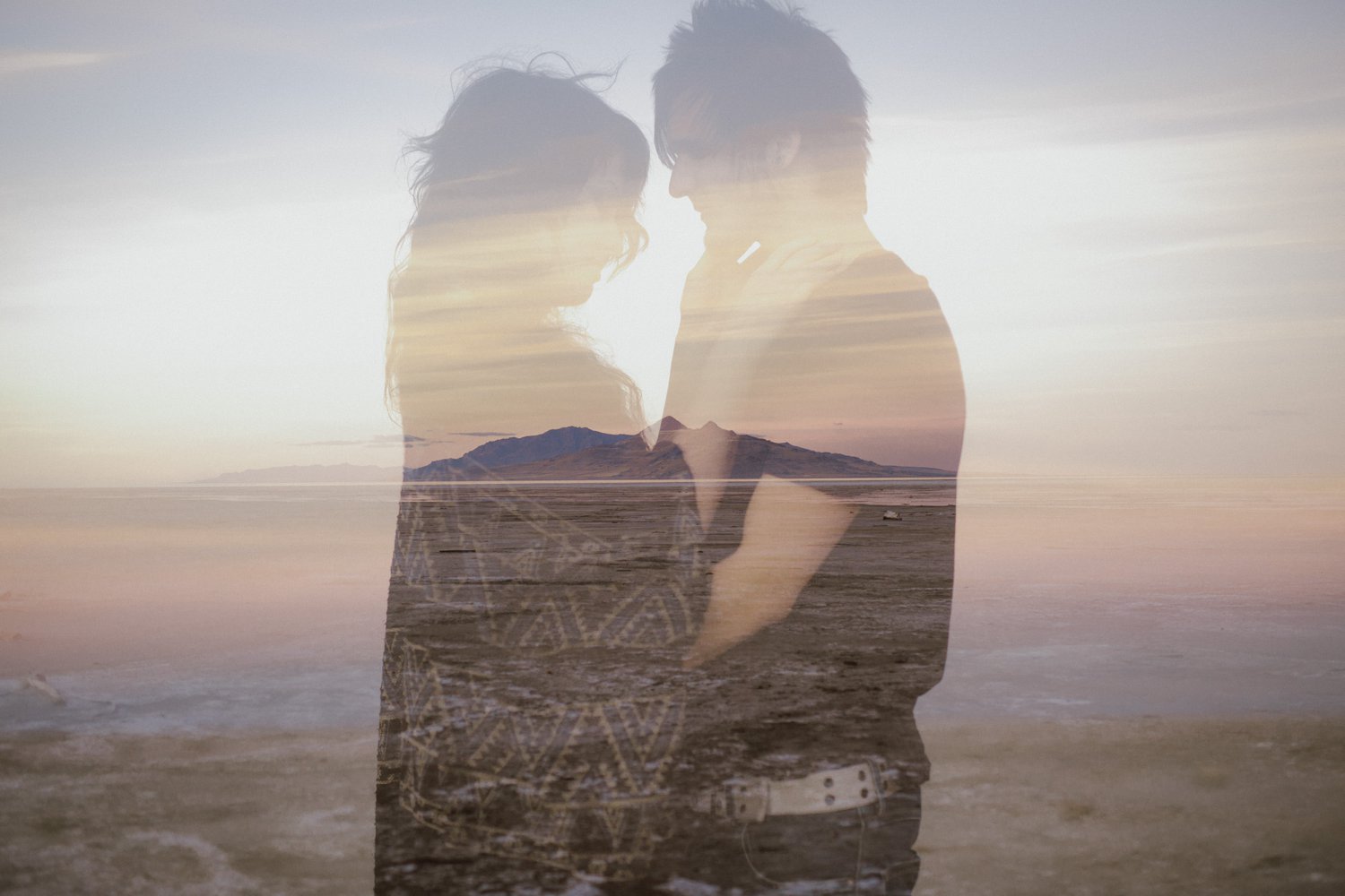 Double exposure engagement photo