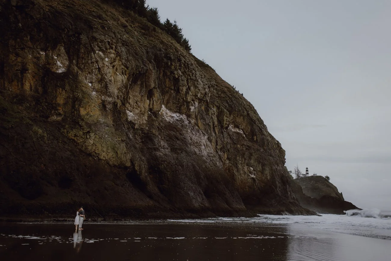 Oregon coast lighthouse engagement photo by Portland Wedding Photographers