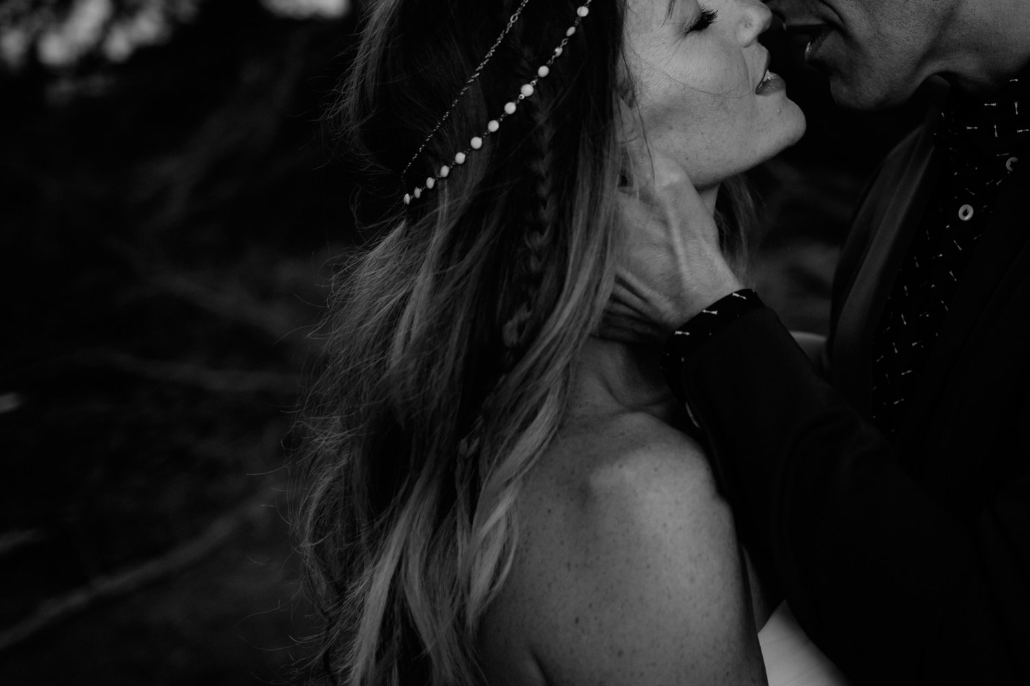 A sweet kiss shared by the bride and groom by Catalina Jean Portland Wedding Photographers