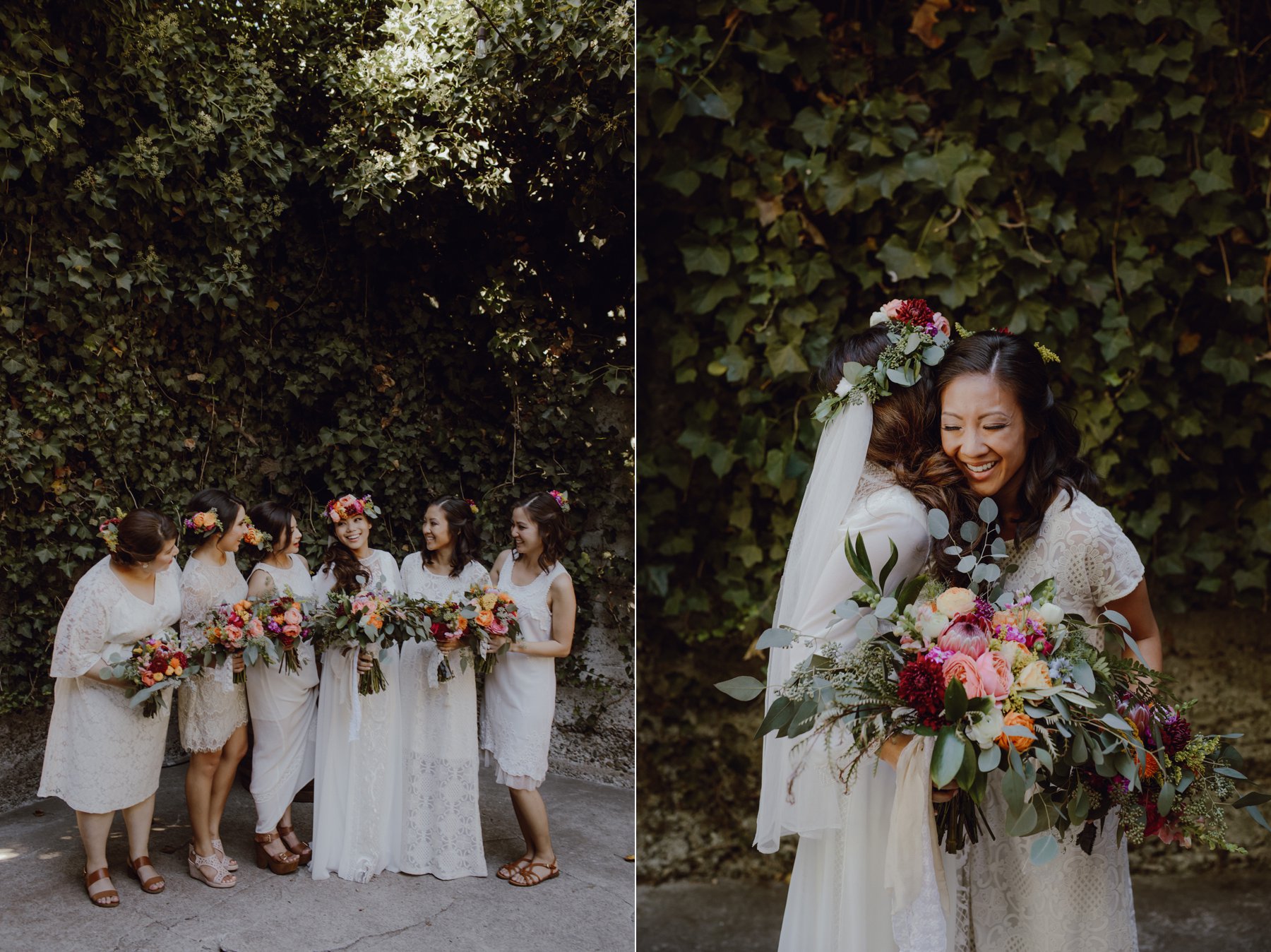 Bridesmaids in white and cream inspiration