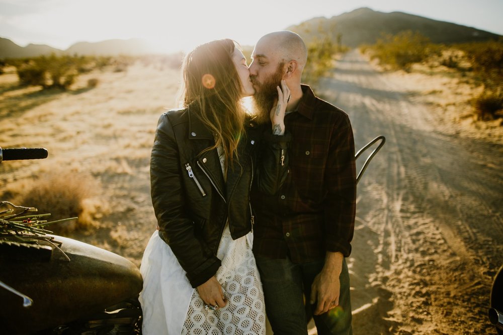 A photo from a motorcycle elopement in Joshua Tree