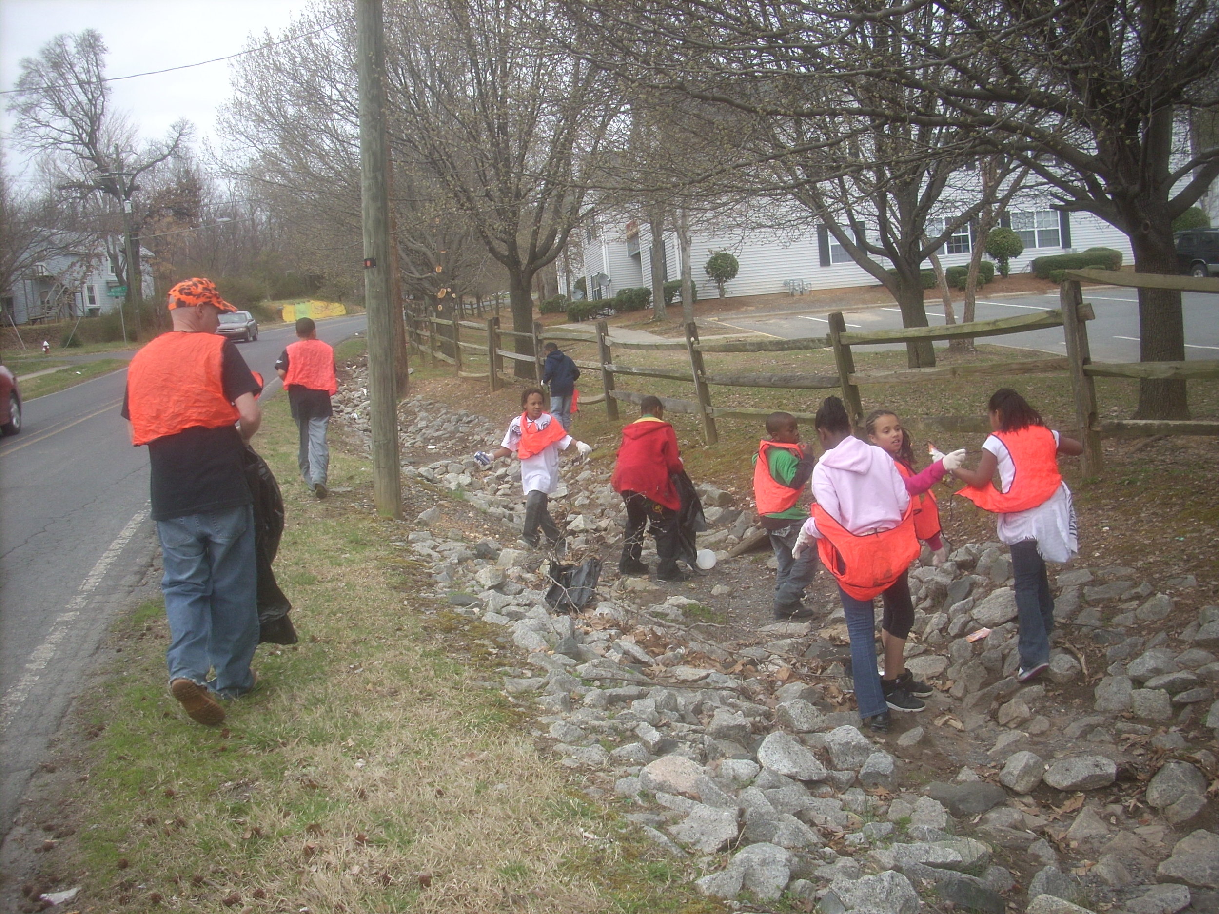 NCArbor Day litter patrol with members of the Central Boys and Girls Club.JPG