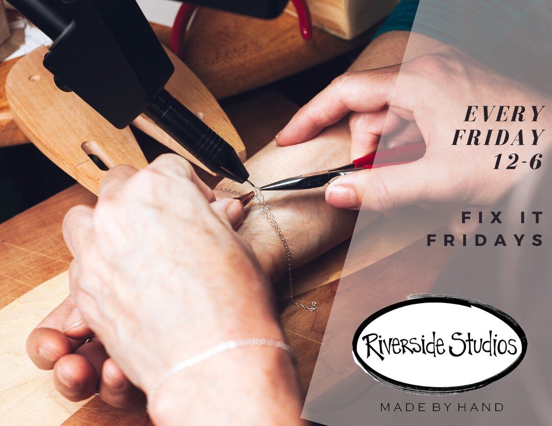 Fix It Fridays | Fixing YOUR Broken Chains starts TODAY at Riverside Studios. 

Bring in your broken silver or gold chains and turn them into something new! $20 flat rate for us to make your old chain into wearable permanent jewelry. Every FRIDAY 12 