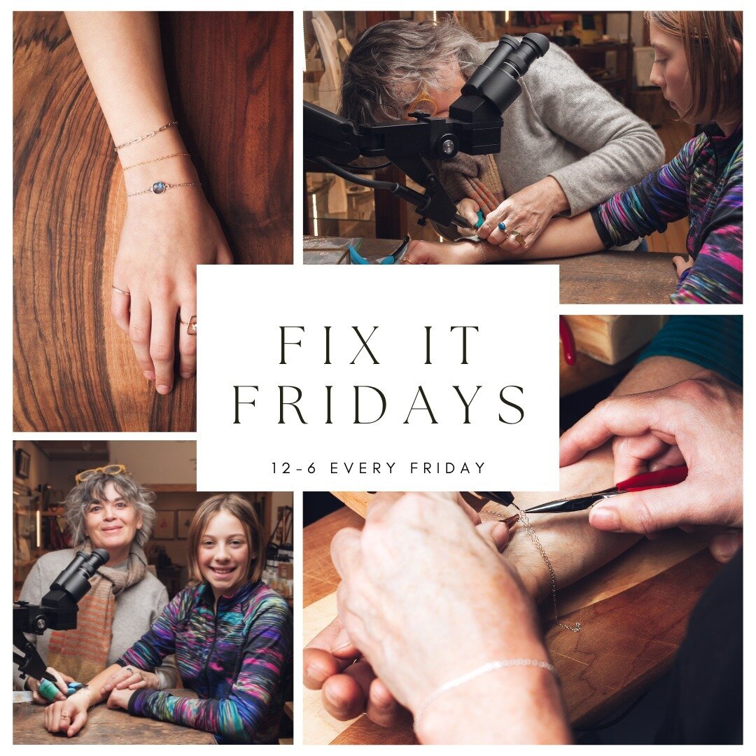 Don't forget: Fix It Fridays | Fixing YOUR Broken Chains is TOMORROW in the shop. 

Bring in your broken silver or gold chains and Mary @buchanjewelry will turn them into something new! $20 flat rate for us to make your old chain into wearable perman