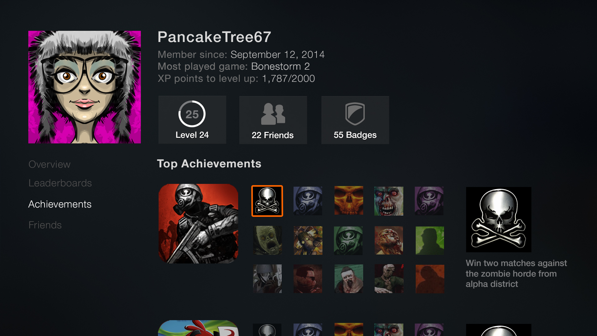 The achievements would scroll down to be as long as needed.