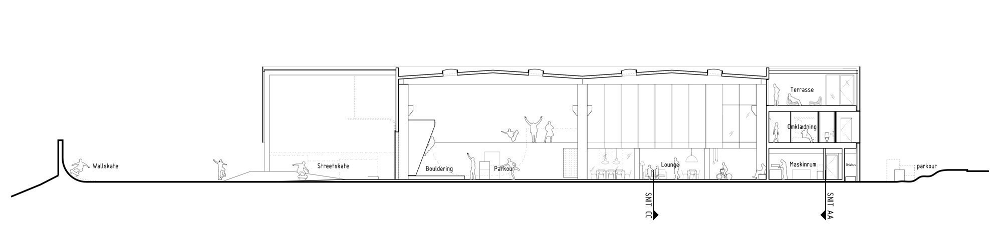 Cross section looking east.