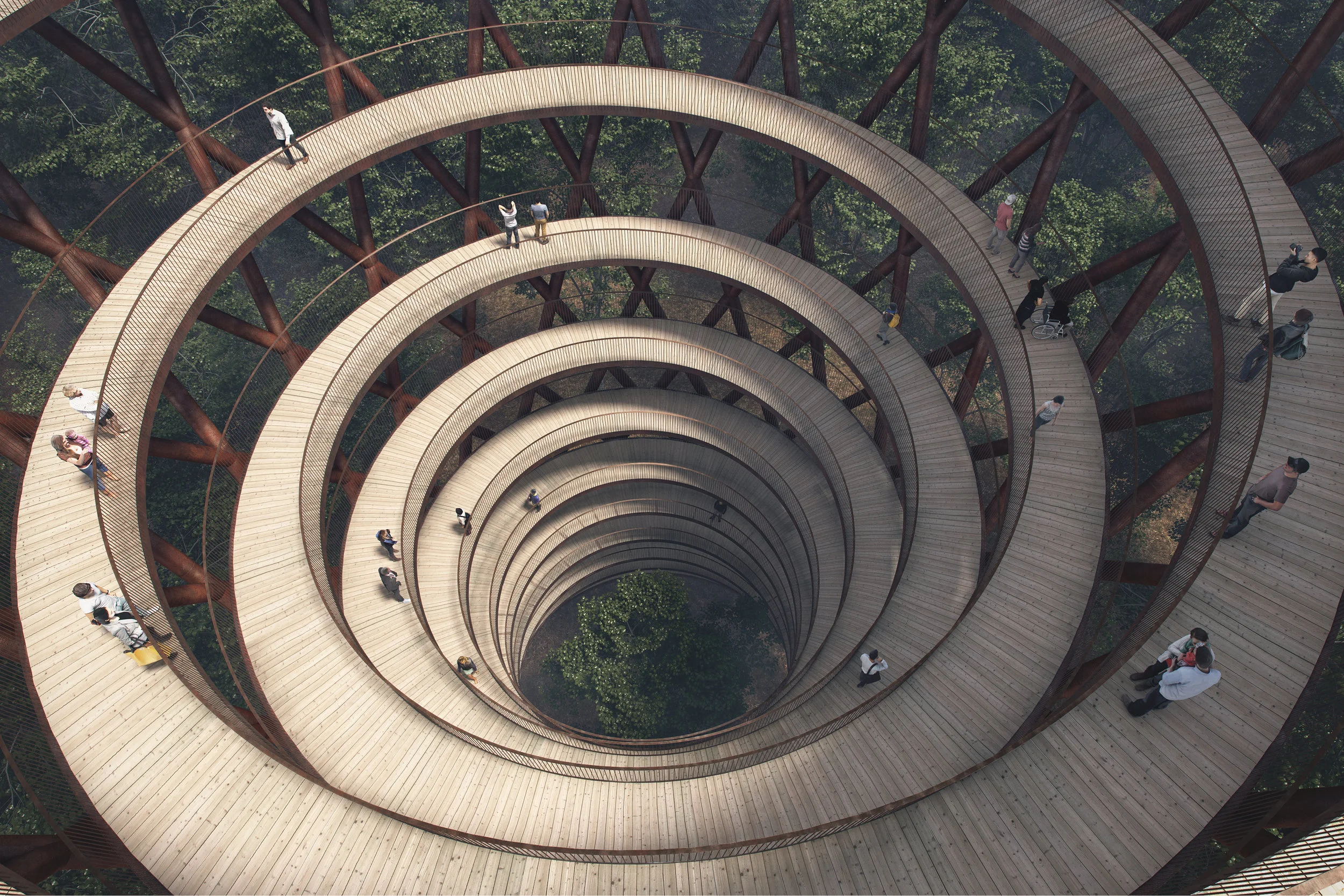 View of the central space of the observation tower