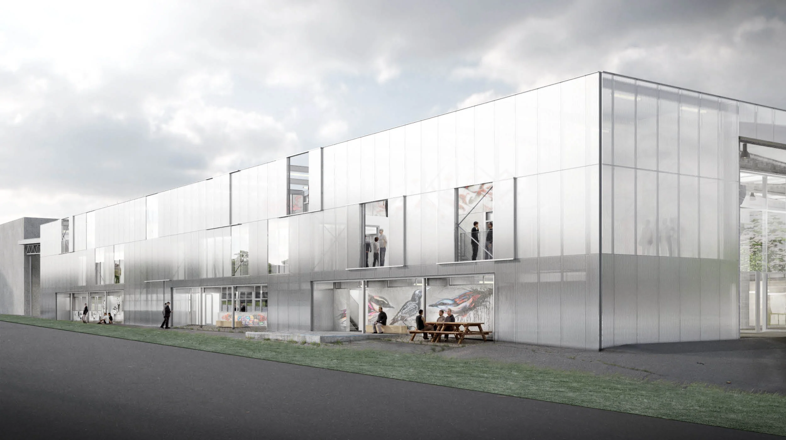 Competition Rendering: South Wing - Performative Facade