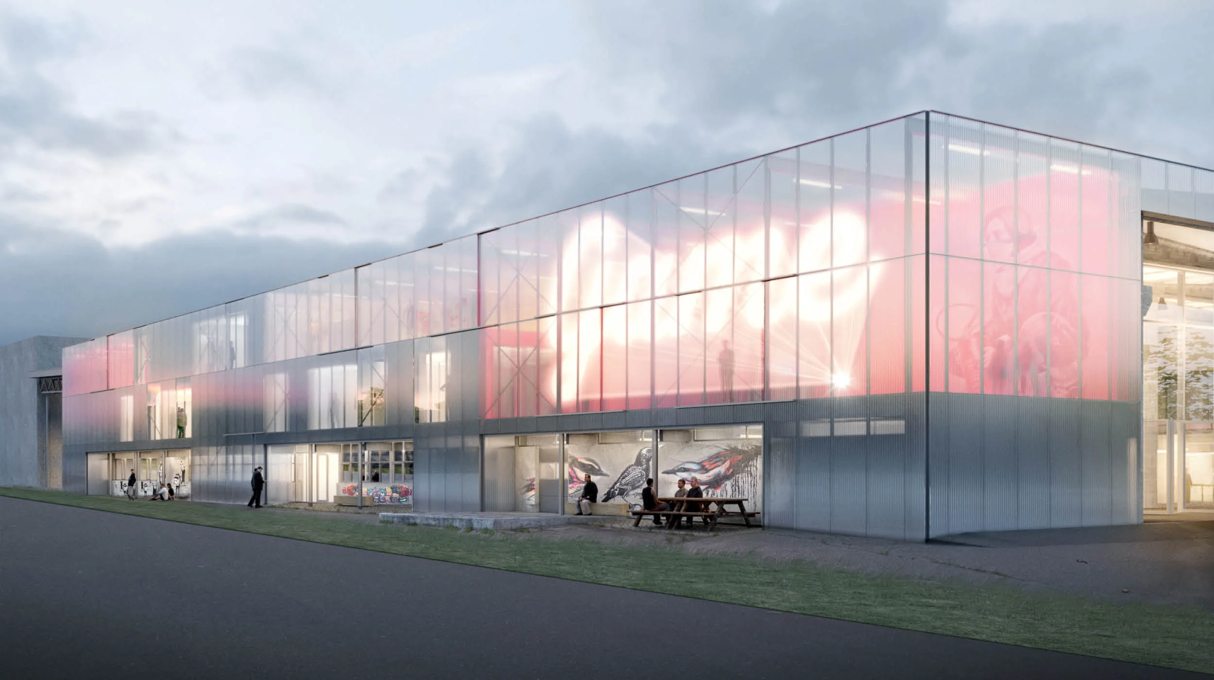 Competition Rendering: South Wing - Performative Facade